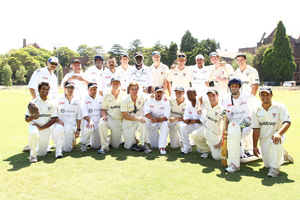 Players from CCC & Syndey U pose for a picture prior to their match