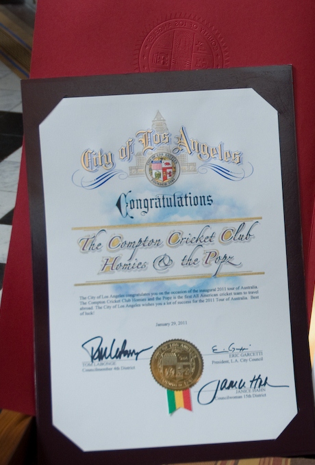 City of Los Angeles - Congratulations The Compton Cricket Club - Homies & the Popz