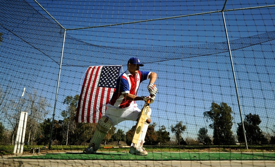 practicing in the batting nets