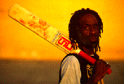 Ted with a cricket bat